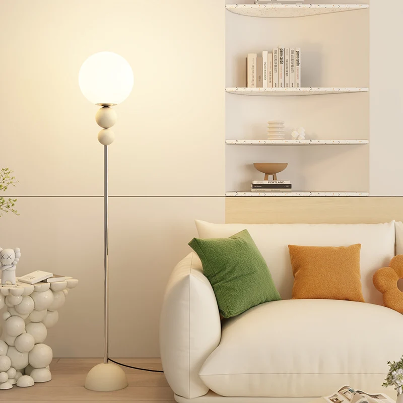 Contemporary Nordic Iron PE Round Ball Shade 1-Light Standing Floor Lamp For Bedroom