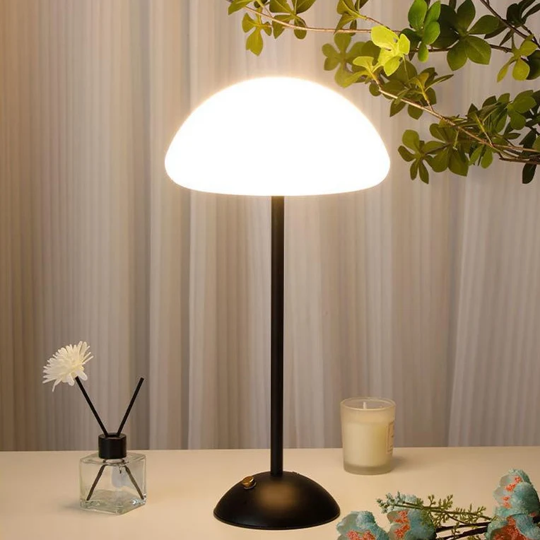 Contemporary Creative Round Mushroom Shape Iron Frame ABS Shade LED Table Lamp For Bedroom