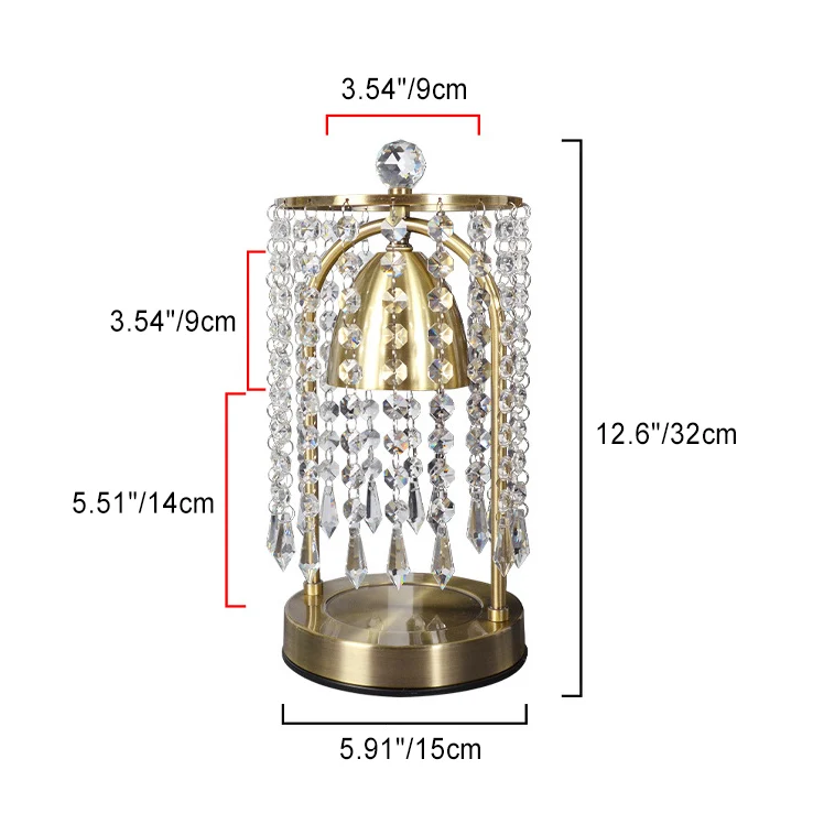 Modern Luxury Iron Crystal Curtain Conic 1-Light Melting Wax Table Lamp For Bedroom