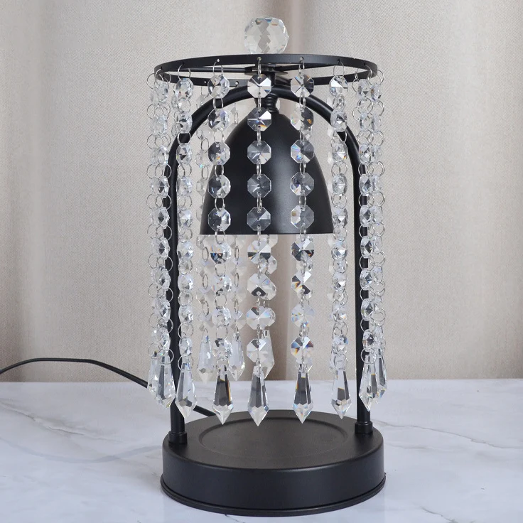 Modern Luxury Iron Crystal Curtain Conic 1-Light Melting Wax Table Lamp For Bedroom