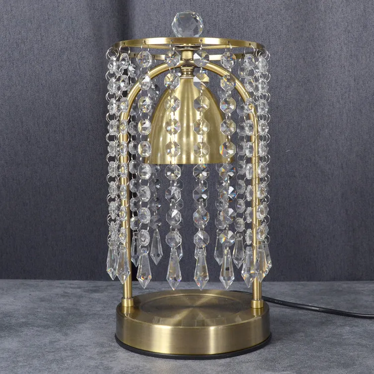 Modern Luxury Iron Crystal Curtain Conic 1-Light Melting Wax Table Lamp For Bedroom