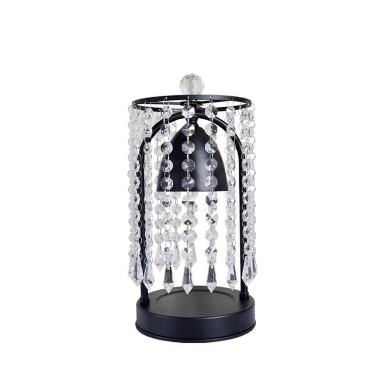 Modern Luxury Iron Crystal Curtain Conic 1-Light Melting Wax Table Lamp For Bedroom