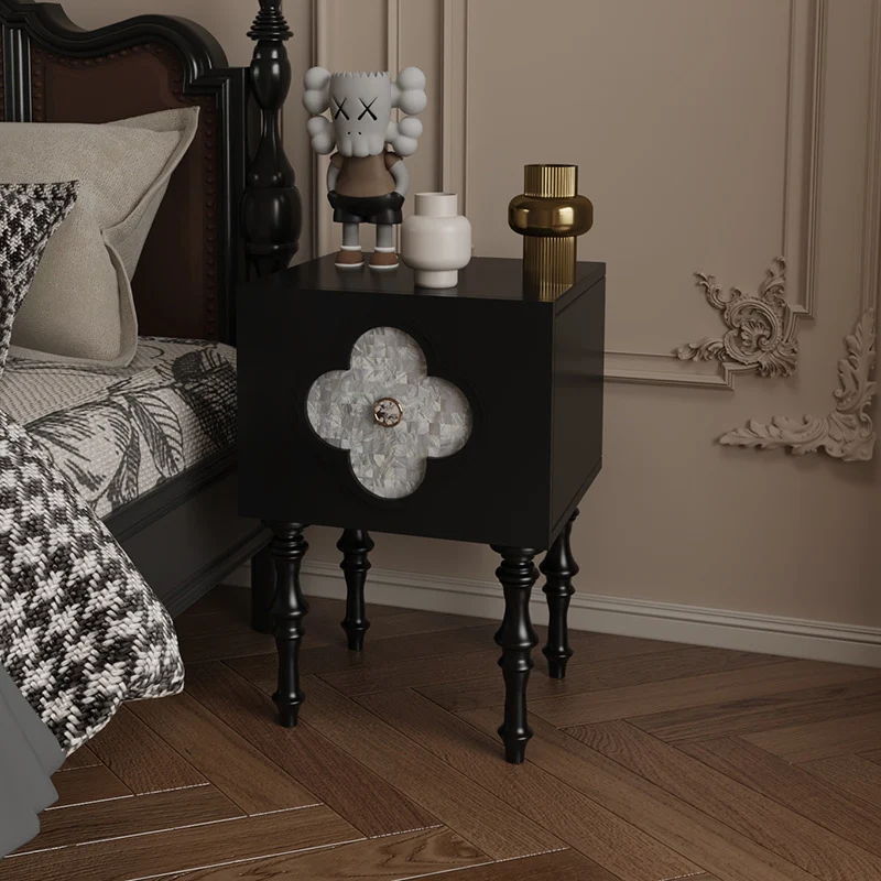 Contemporary Scandinavian Four Leaf Clover Ash Plywood Seashell Nightstand 1 - Cabinet For Bedroom