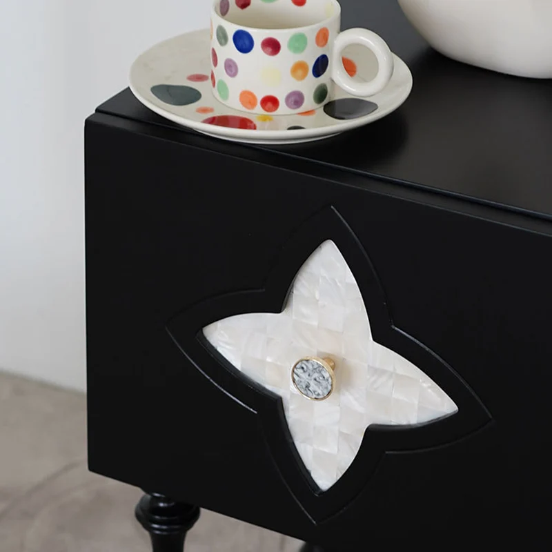 Contemporary Scandinavian Four Leaf Clover Ash Plywood Seashell Nightstand 1 - Cabinet For Bedroom