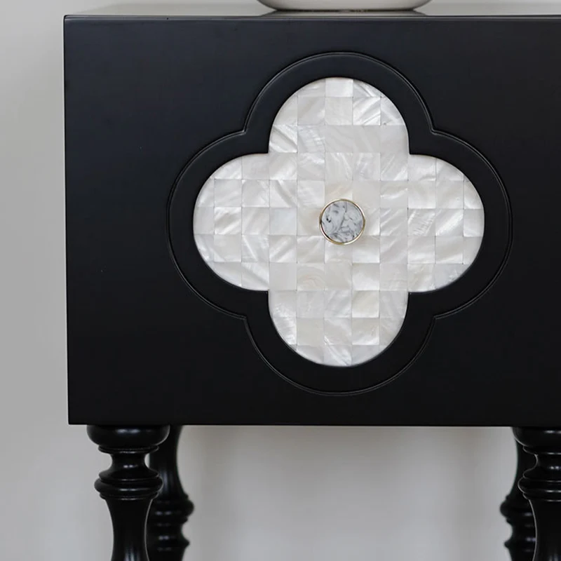 Contemporary Scandinavian Four Leaf Clover Ash Plywood Seashell Nightstand 1 - Cabinet For Bedroom