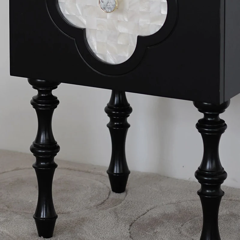 Contemporary Scandinavian Four Leaf Clover Ash Plywood Seashell Nightstand 1 - Cabinet For Bedroom
