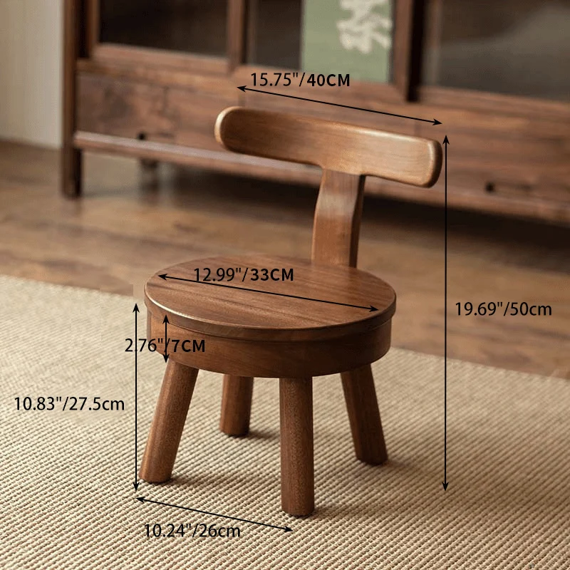 Modern Minimalist Swivel Kids Round Rubberwood Plywood Chair Backrest For Living Room