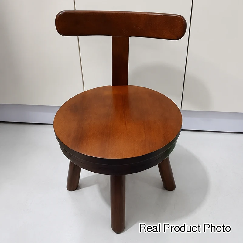 Modern Minimalist Swivel Kids Round Rubberwood Plywood Chair Backrest For Living Room