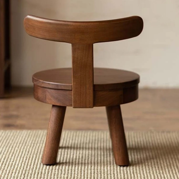 Modern Minimalist Swivel Kids Round Rubberwood Plywood Chair Backrest For Living Room