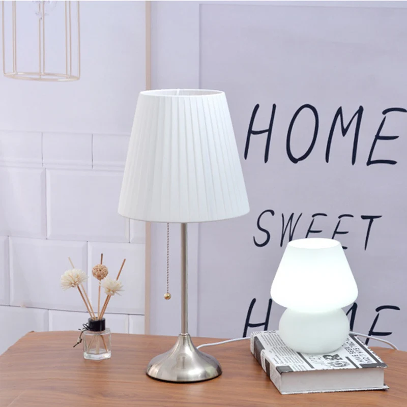 Contemporary Nordic Drum Iron Fabric 1-Light Table Lamp For Living Room
