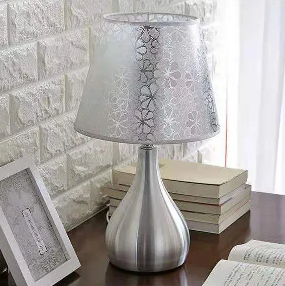 Contemporary Creative Water Drop Shape Round Fabric PVC Aluminum 1-Light Table Lamp For Living Room
