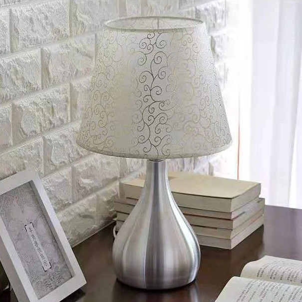 Contemporary Creative Water Drop Shape Round Fabric PVC Aluminum 1-Light Table Lamp For Living Room