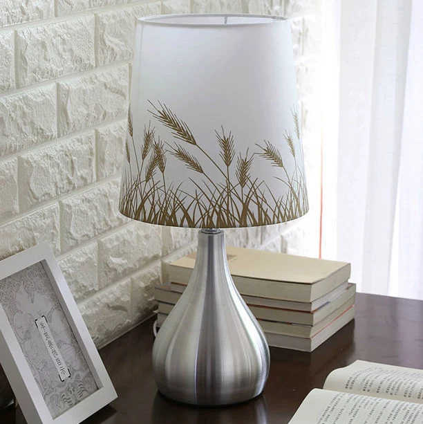 Contemporary Creative Water Drop Shape Round Fabric PVC Aluminum 1-Light Table Lamp For Living Room