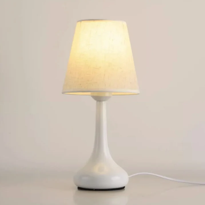 Contemporary Creative Round Teardrop Shape Scalloped Fabric Iron 1-Light Table Lamp For Living Room