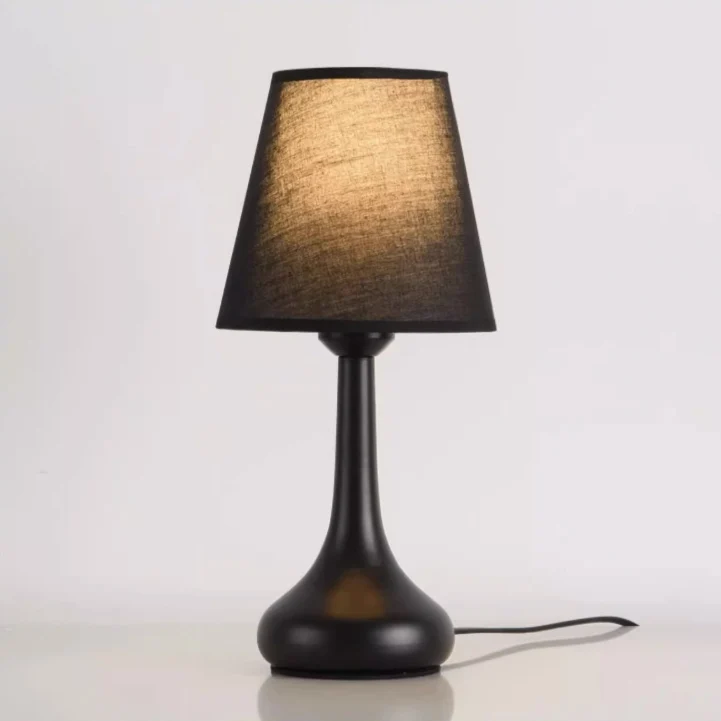 Contemporary Creative Round Teardrop Shape Scalloped Fabric Iron 1-Light Table Lamp For Living Room