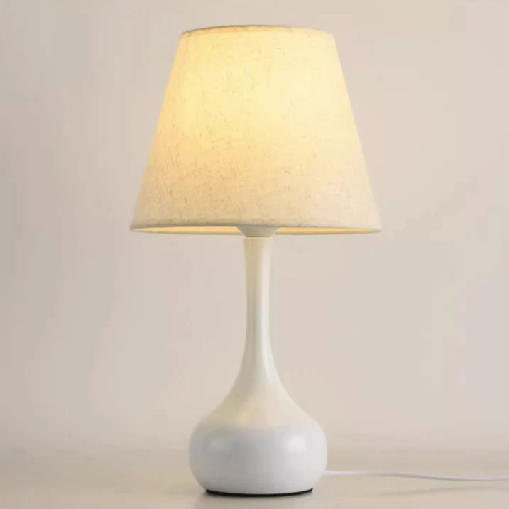Contemporary Creative Round Teardrop Shape Scalloped Fabric Iron 1-Light Table Lamp For Living Room