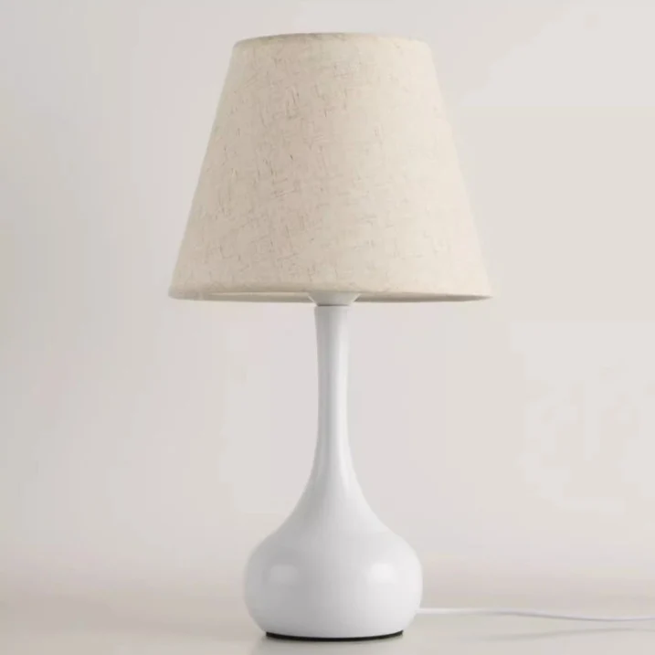 Contemporary Creative Round Teardrop Shape Scalloped Fabric Iron 1-Light Table Lamp For Living Room