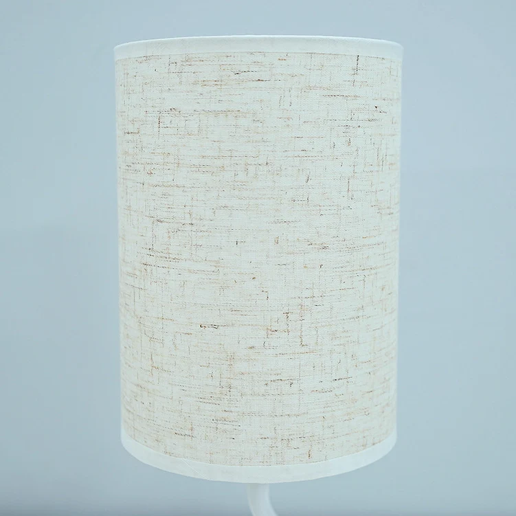 Modern Minimalist Cylinder Round Stand Fabric Wood LED Table Lamp For Living Room