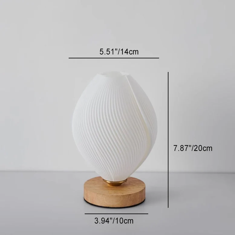 Contemporary Nordic Wood PLA ABS Bud Tulip Mango Striped 1-Light Table Lamp Night Light For Bedside