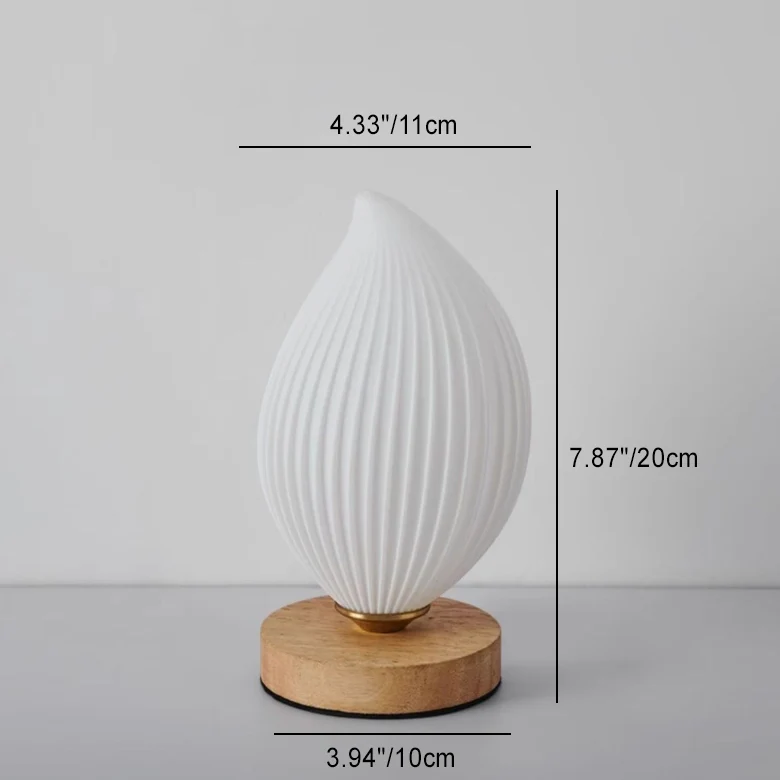 Contemporary Nordic Wood PLA ABS Bud Tulip Mango Striped 1-Light Table Lamp Night Light For Bedside