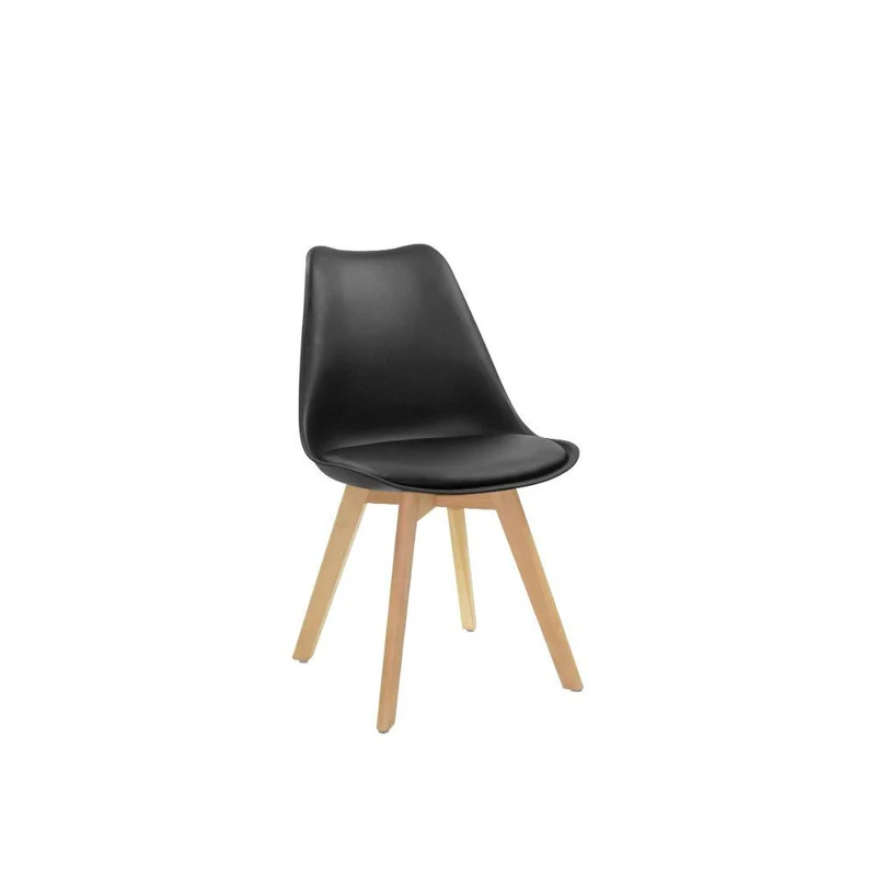 Kit de Dos Sillas Sasha, Negro y Café Claro, Cómodo Asiento y Patas en Madera