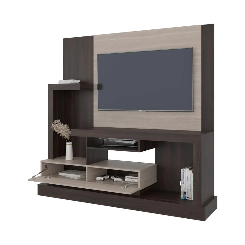 Mesa para TV Draven, Nogal y Bardolino, con Espacio para Televisor de hasta 55 Pulgadas