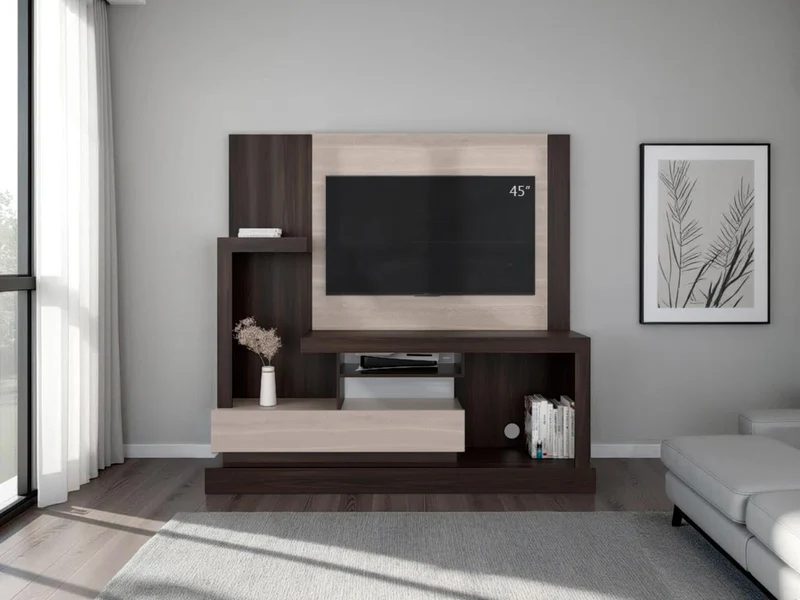 Mesa para TV Draven, Nogal y Bardolino, con Espacio para Televisor de hasta 55 Pulgadas