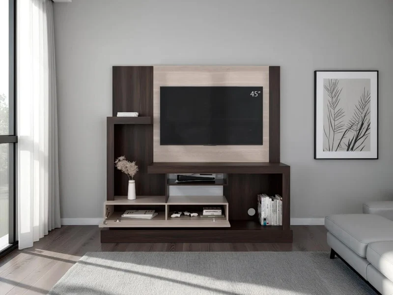 Mesa para TV Draven, Nogal y Bardolino, con Espacio para Televisor de hasta 55 Pulgadas