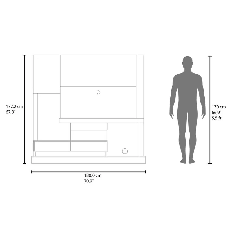 Mesa para TV Draven, Nogal y Bardolino, con Espacio para Televisor de hasta 55 Pulgadas