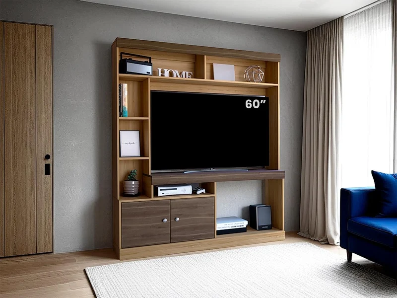 Mesa para TV Roy, Fresno Europeo y Milán, con Espacio para Televisor de 50 Pulgadas