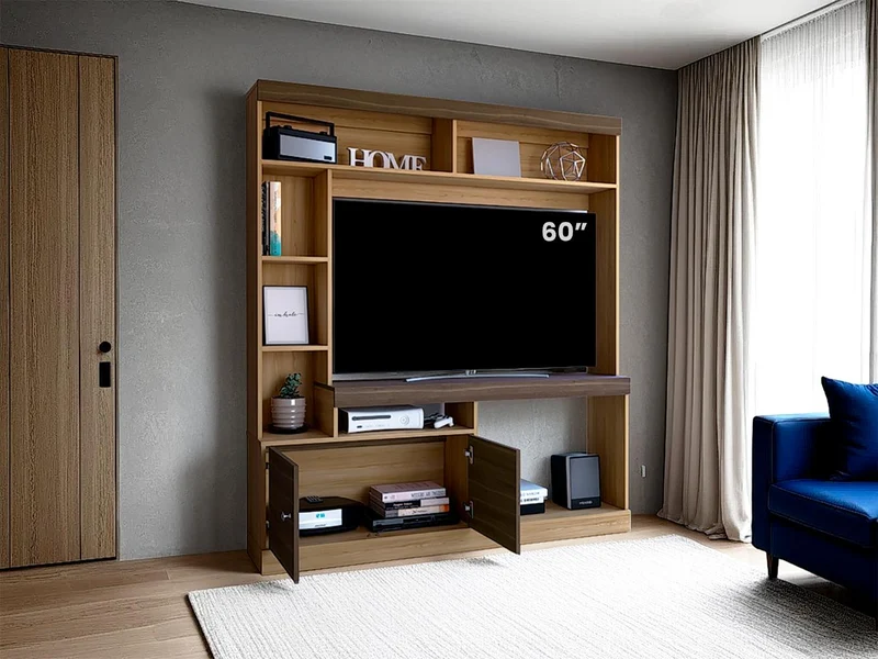 Mesa para TV Roy, Fresno Europeo y Milán, con Espacio para Televisor de 50 Pulgadas