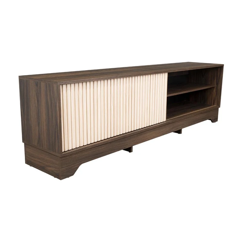 Mesa para TV Smith, Nogal Europeo y Roble Natural , con Puerta Corrediza