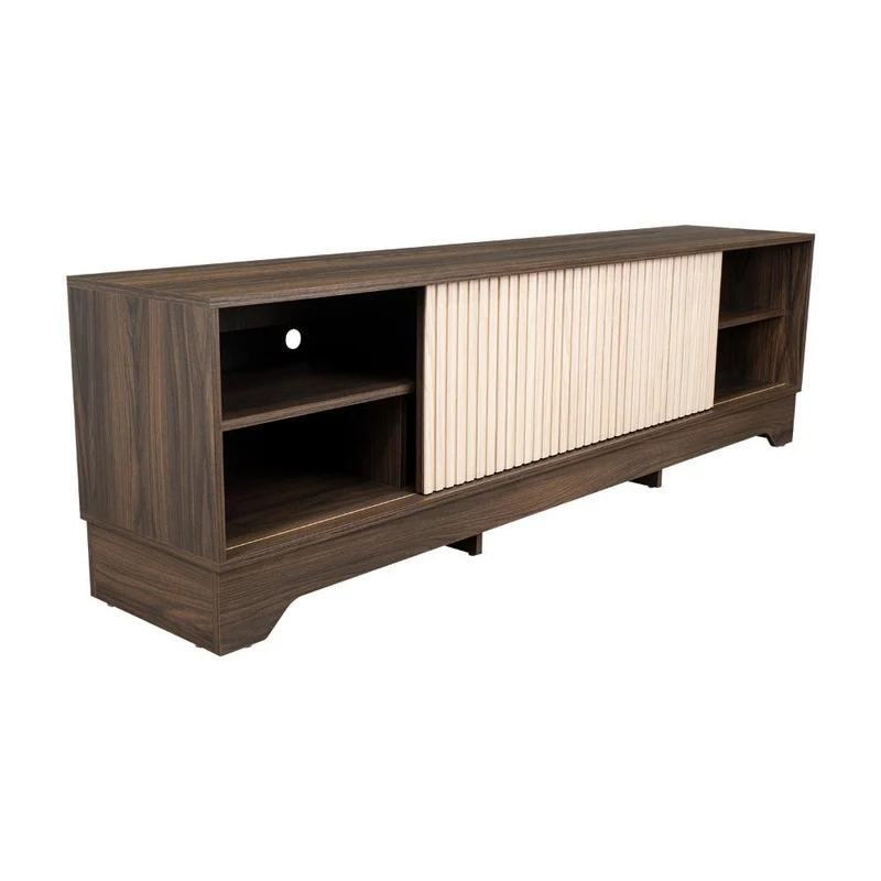 Mesa para TV Smith, Nogal Europeo y Roble Natural , con Puerta Corrediza