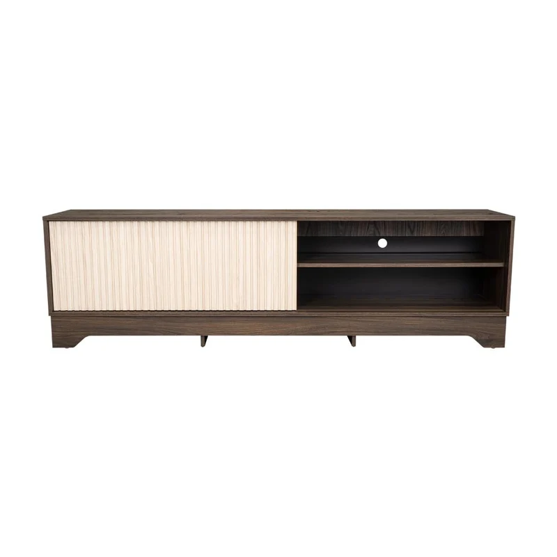 Mesa para TV Smith, Nogal Europeo y Roble Natural , con Puerta Corrediza