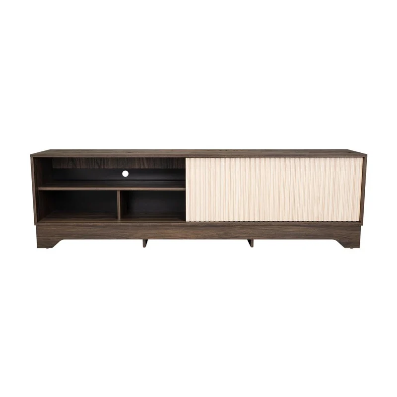 Mesa para TV Smith, Nogal Europeo y Roble Natural , con Puerta Corrediza