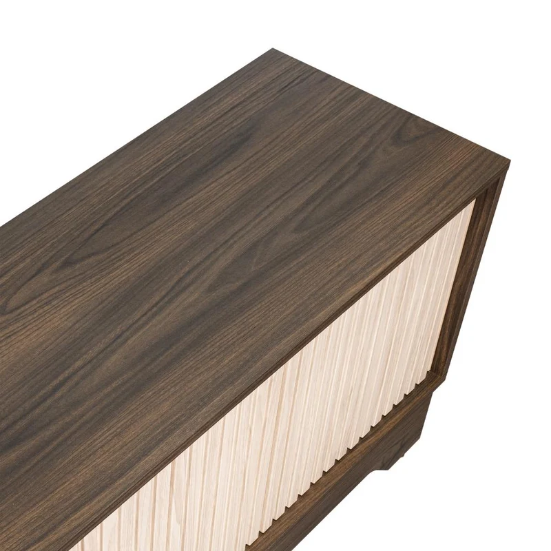 Mesa para TV Smith, Nogal Europeo y Roble Natural , con Puerta Corrediza