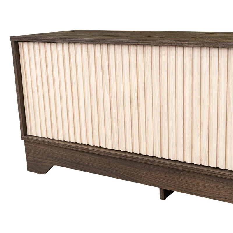 Mesa para TV Smith, Nogal Europeo y Roble Natural , con Puerta Corrediza