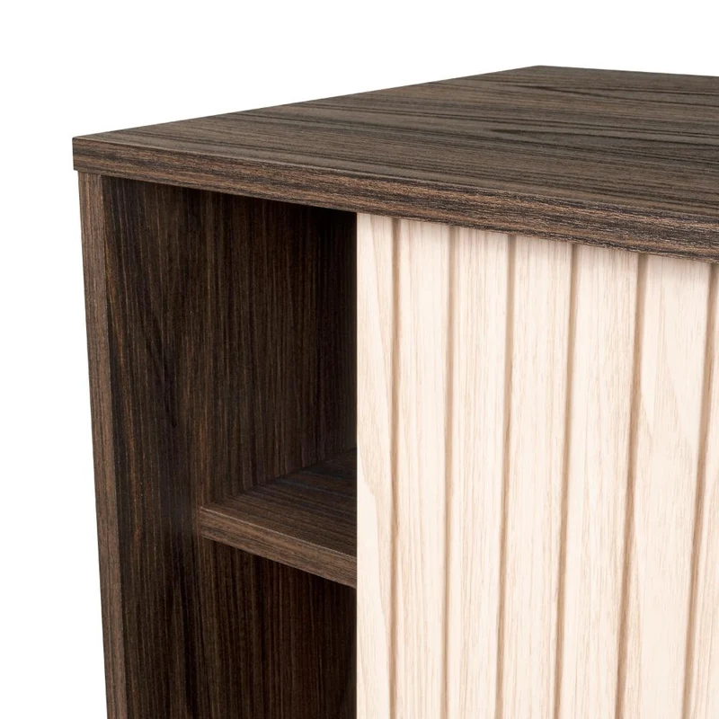 Mesa para TV Smith, Nogal Europeo y Roble Natural , con Puerta Corrediza