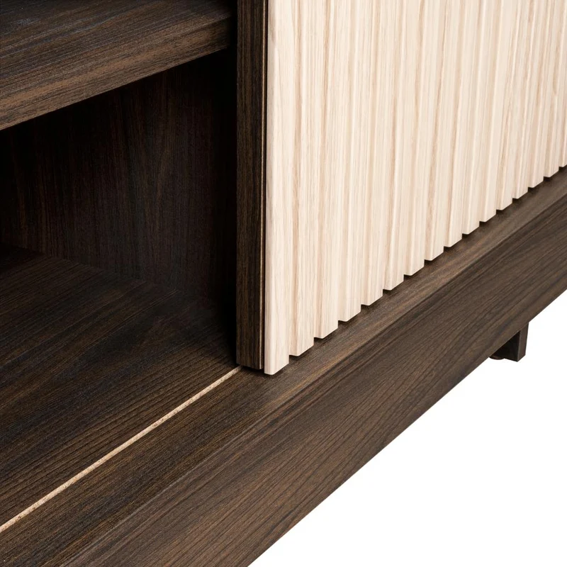 Mesa para TV Smith, Nogal Europeo y Roble Natural , con Puerta Corrediza