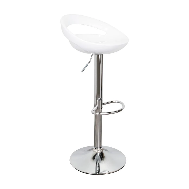 Silla Bar Turón, Blanco, Base Metal Cromado