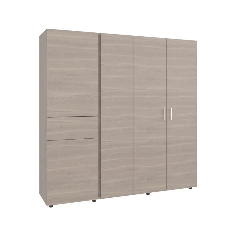 Clóset Antalya 200x200, Positano y Blanco, con Cinco Puertas Abatibles