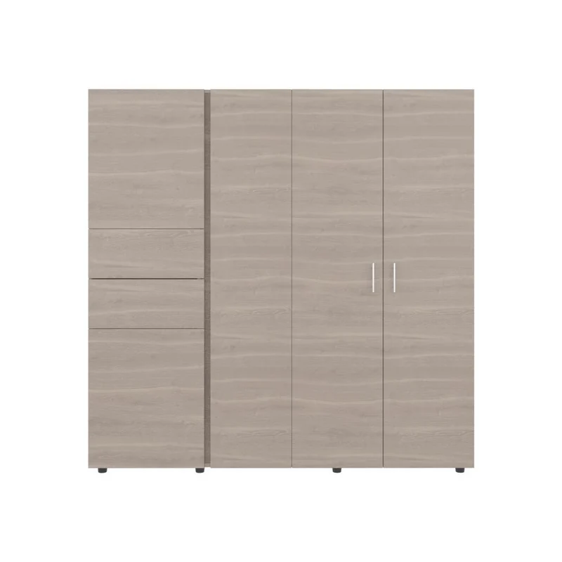 Clóset Antalya 200x200, Positano y Blanco, con Cinco Puertas Abatibles