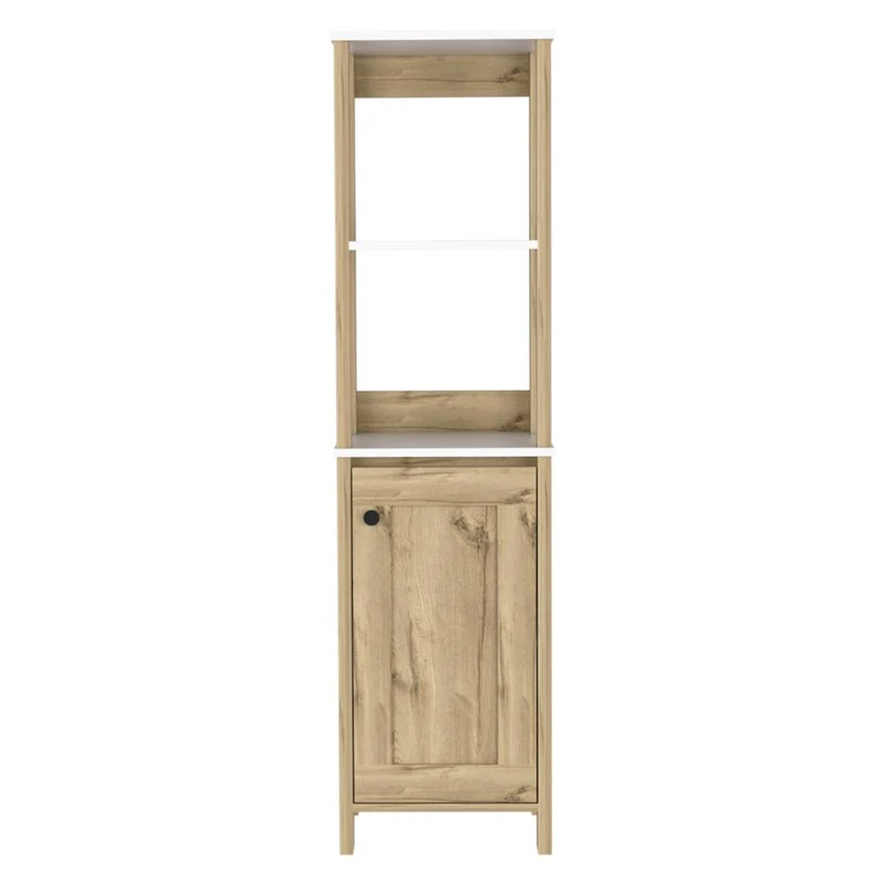 Mueble Auxiliar de Baño Aqua, Blanco Duqueza y Café Claro, con Amplio Espacio de Almacenamiento