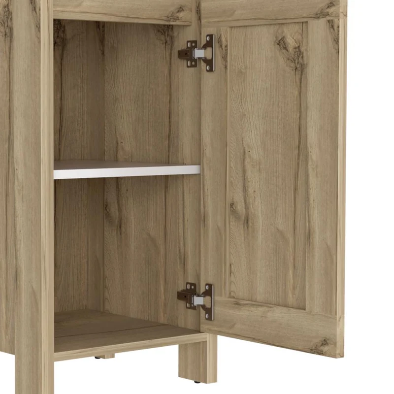 Mueble Auxiliar de Baño Aqua, Blanco Duqueza y Café Claro, con Amplio Espacio de Almacenamiento