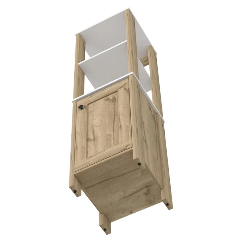 Mueble Auxiliar de Baño Aqua, Blanco Duqueza y Café Claro, con Amplio Espacio de Almacenamiento