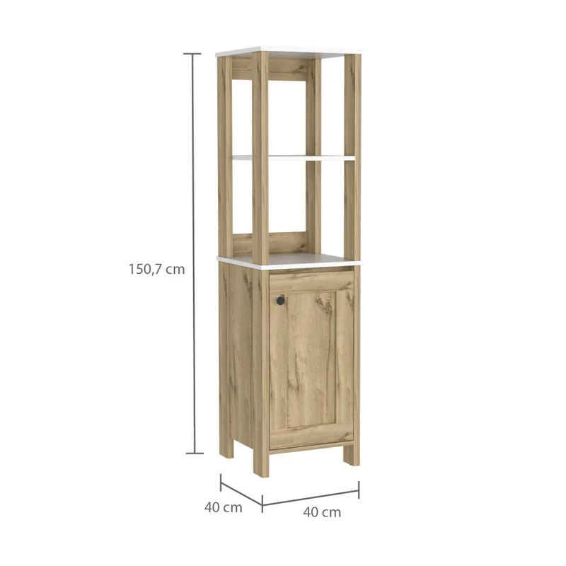 Mueble Auxiliar de Baño Aqua, Blanco Duqueza y Café Claro, con Amplio Espacio de Almacenamiento