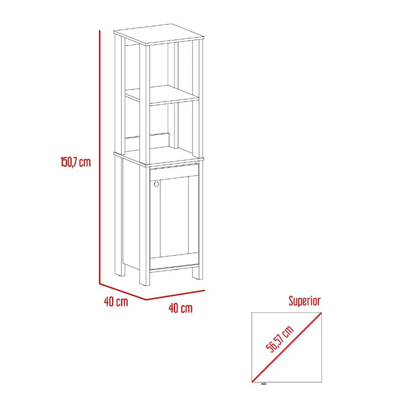 Mueble Auxiliar de Baño Aqua, Blanco Duqueza y Café Claro, con Amplio Espacio de Almacenamiento