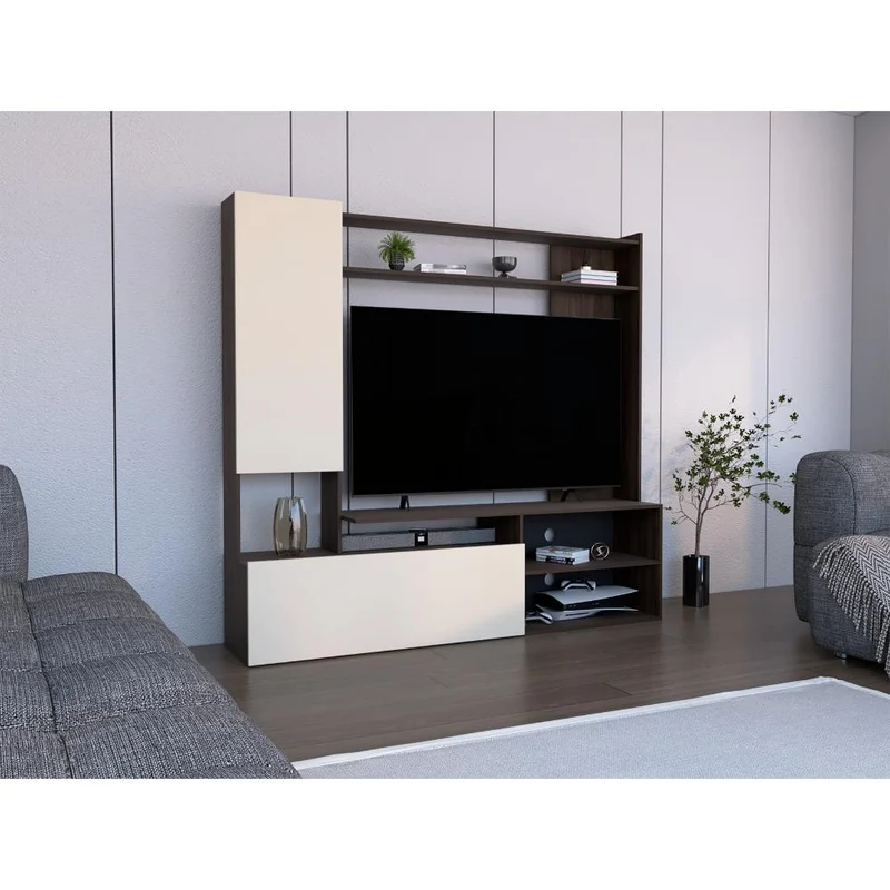 Mesa para TV Nocli, Capri y Nogal Europeo, para Televisor hasta 60 Pulgadas
