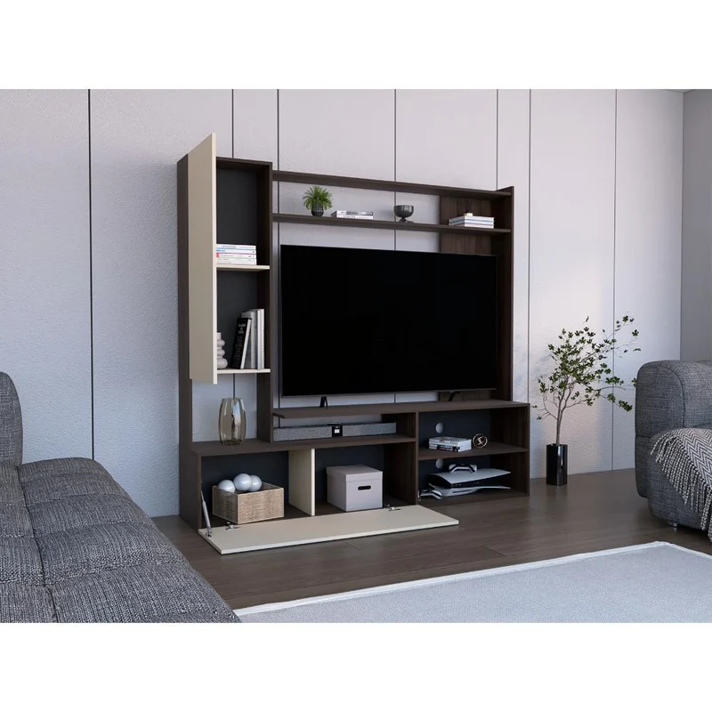 Mesa para TV Nocli, Capri y Nogal Europeo, para Televisor hasta 60 Pulgadas