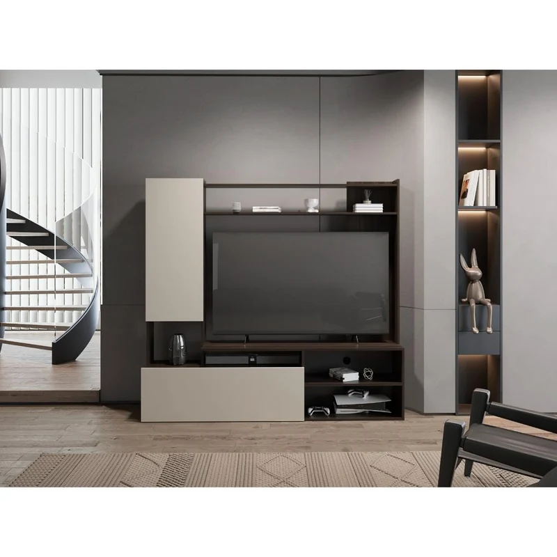 Mesa para TV Nocli, Capri y Nogal Europeo, para Televisor hasta 60 Pulgadas